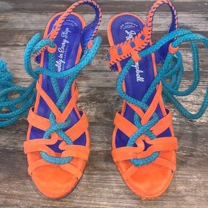 NEW Jeffrey Campbell Platform Lace-Up Pumps Colorblock Size 9 NWOB